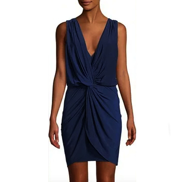 Misa Los‎ Angeles Navy Blue Jersey Knit Sleeveless Cocktail Mini Dress Medium - Picture 1 of 12